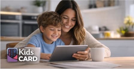 Mãe e filho utilizando KidsCard